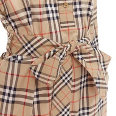 BURBERRY Archive Beige Vintage Check button down belted shirt dress UK10 S