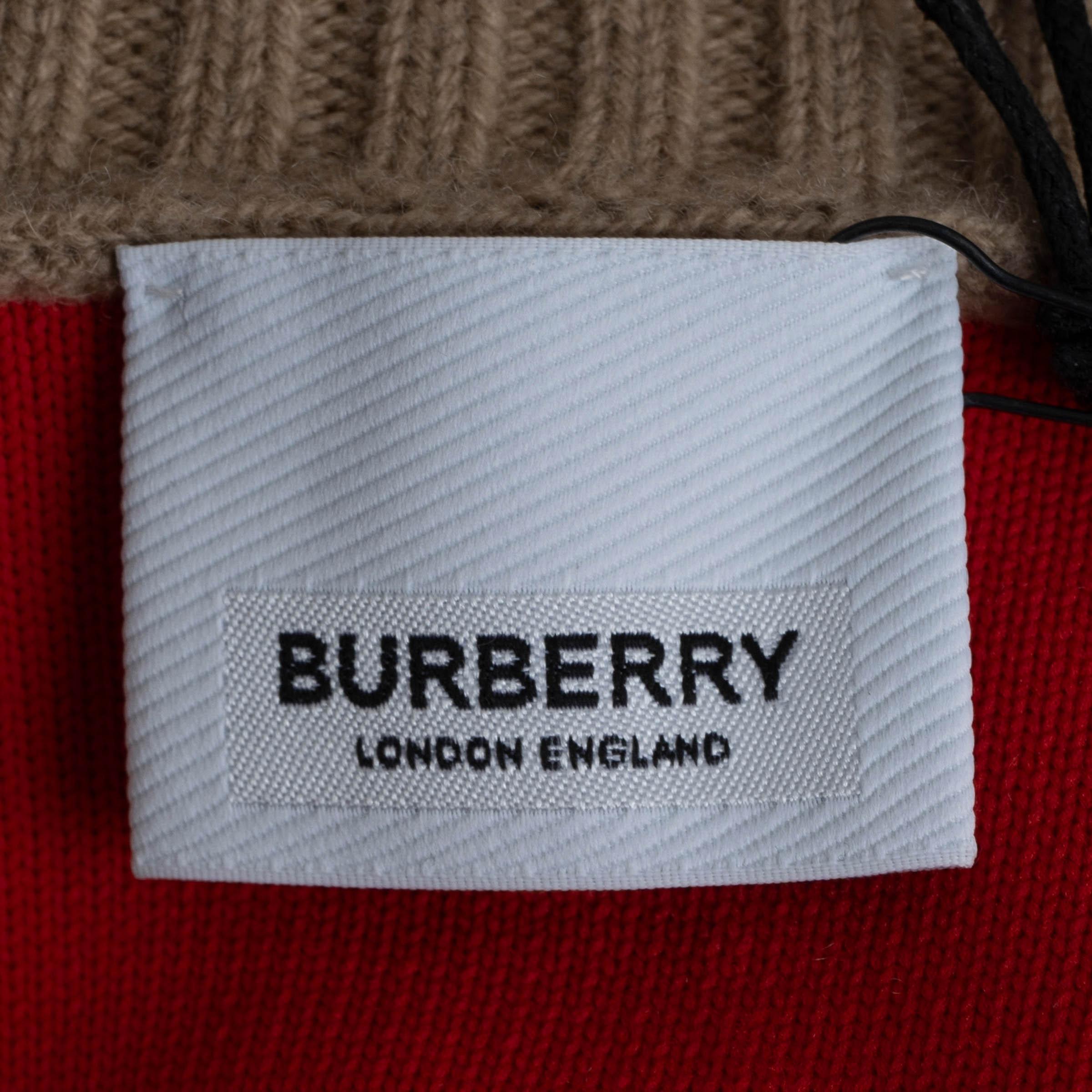 BURBERRY Archive Beige wool 2022 TB MONOGRAM OVERSIZED Cardigan Sweater XS 2