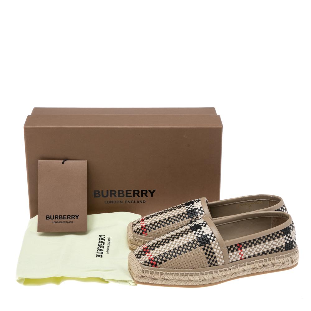 Burberry Archive Beige Woven Leather Espadrille Flats Size 36 2