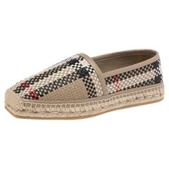 Burberry Archive Beige Woven Leather Espadrille Flats Size 36