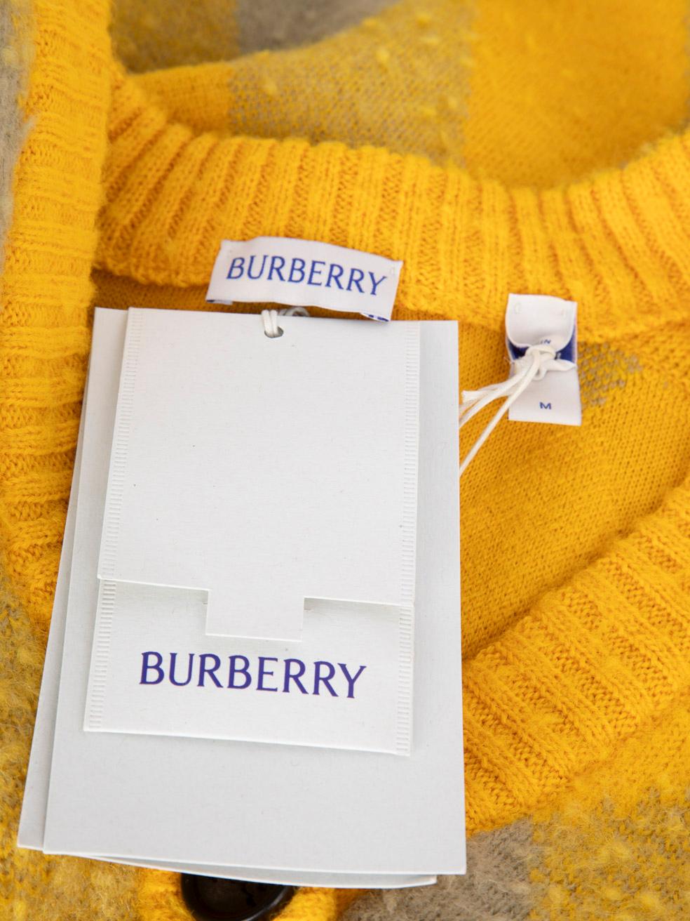 Women's Burberry Argyle Jacquard Knit Wool Cardigan Size M
