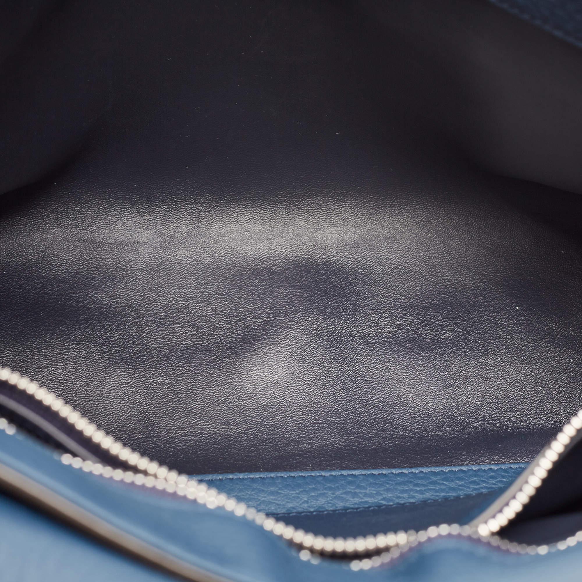 Burberry Ash Blue Leather Large Pocket Messenger Bag 5