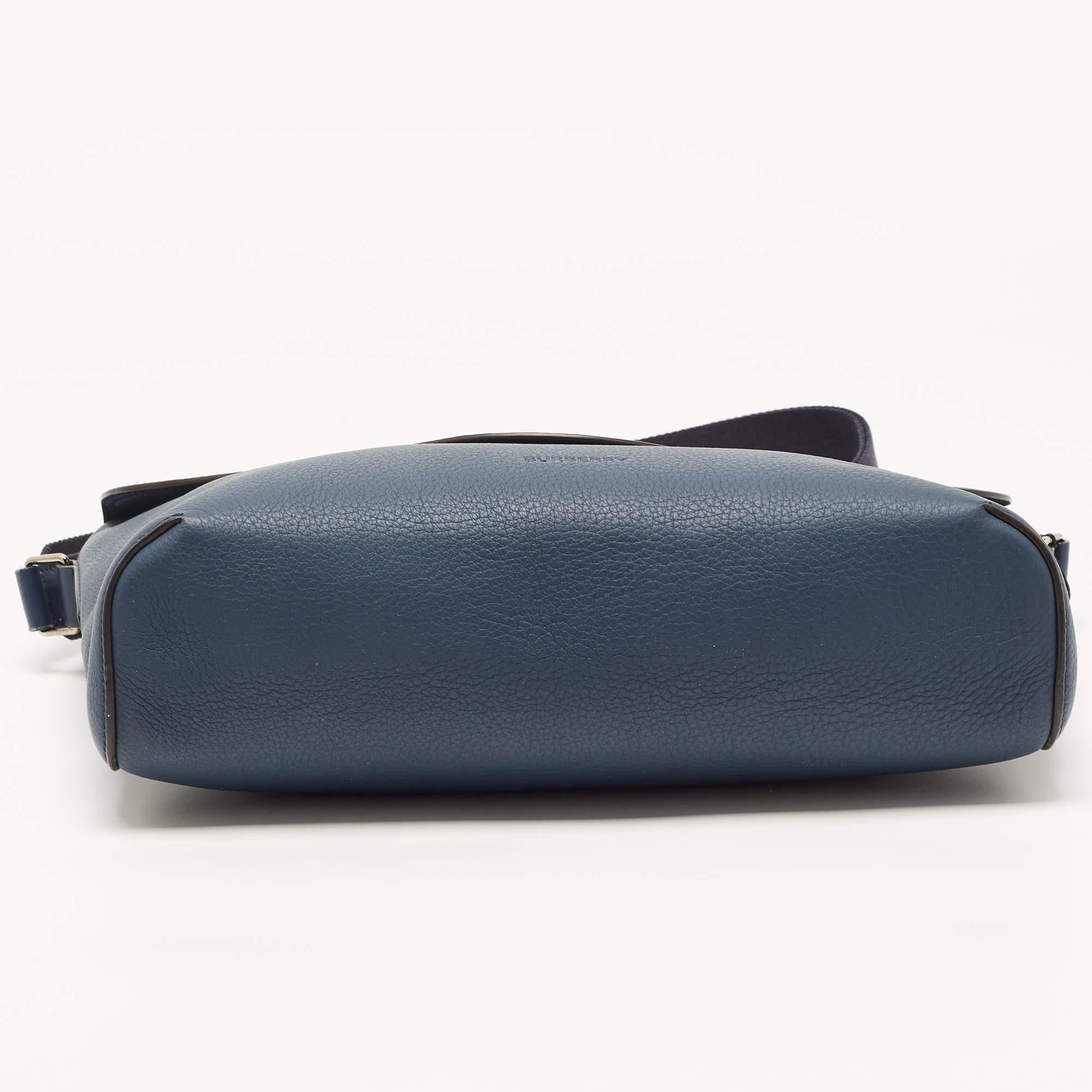 Burberry Ash Blue Leather Large Pocket Messenger Bag 1