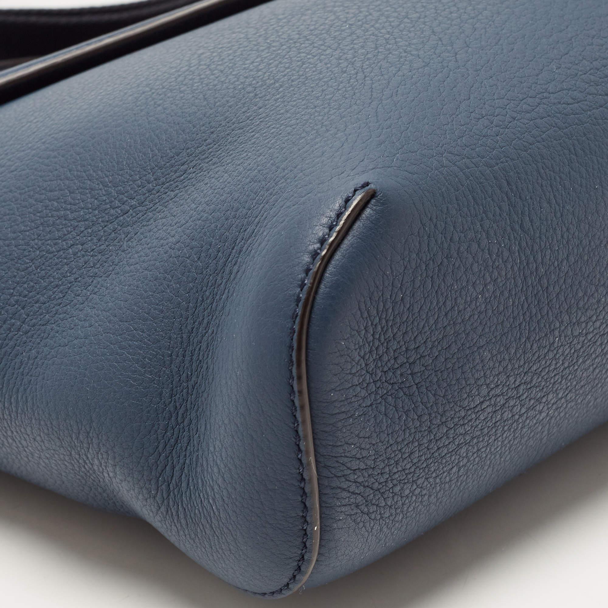 Burberry Ash Blue Leather Large Pocket Messenger Bag 2