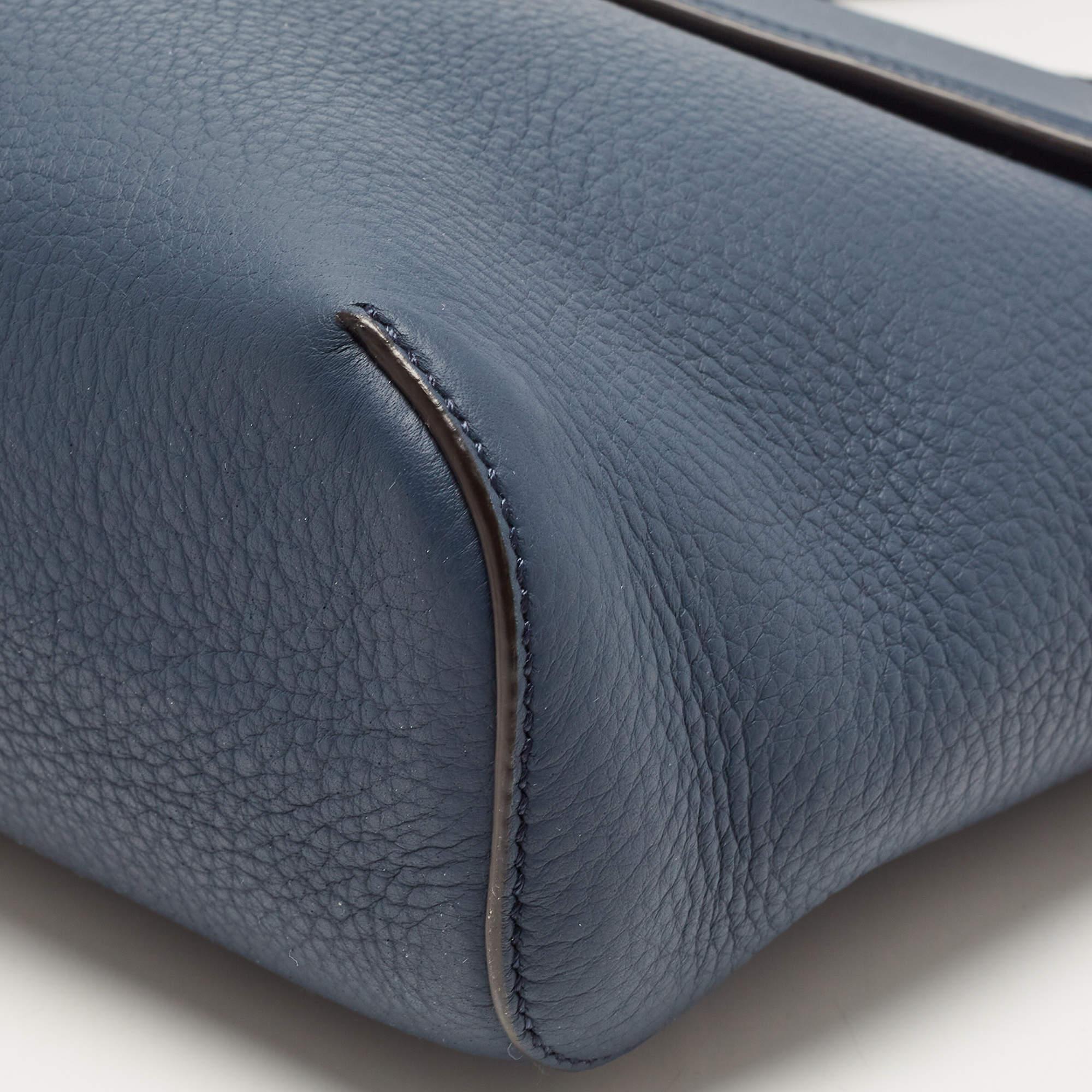 Burberry Ash Blue Leather Large Pocket Messenger Bag 3