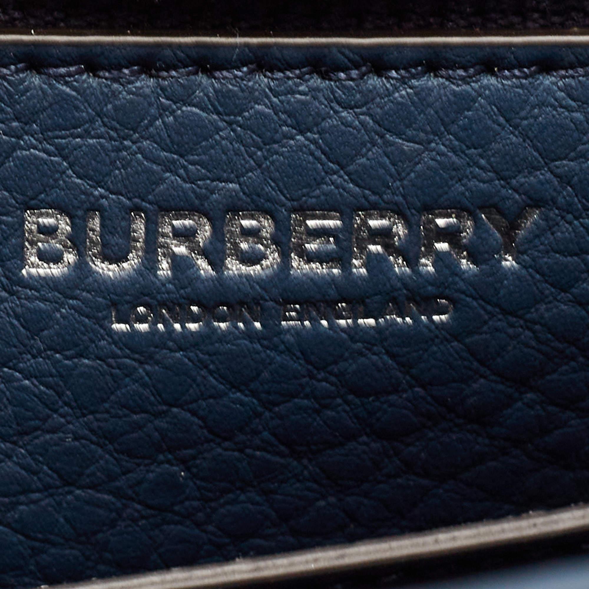 Burberry Ash Blue Leather Large Pocket Messenger Bag 4