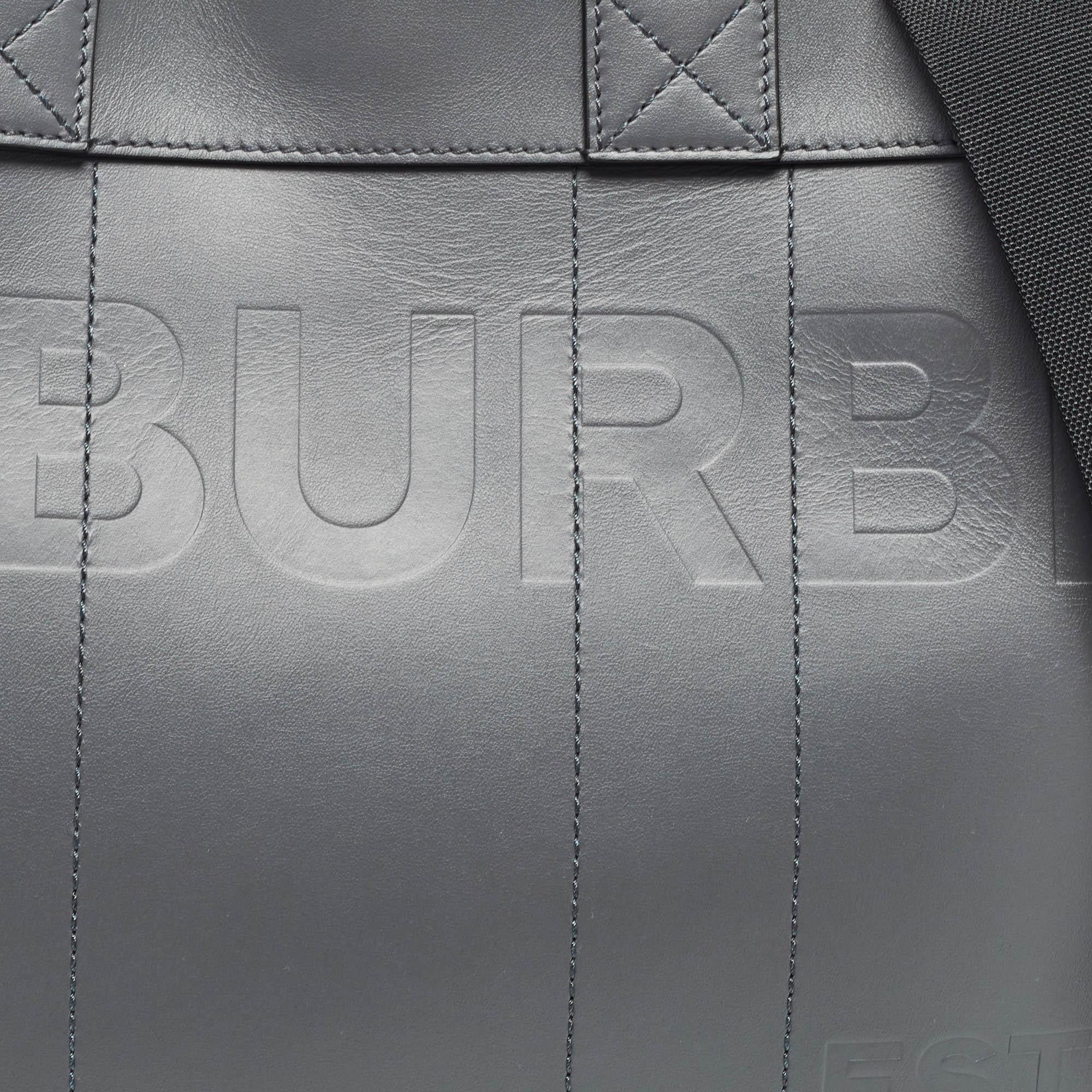 Men's Burberry Ash Grey Leather Ormond Tote For Sale