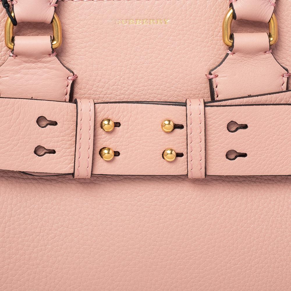 Women's Burberry Ash Pink Leather Belt Tote