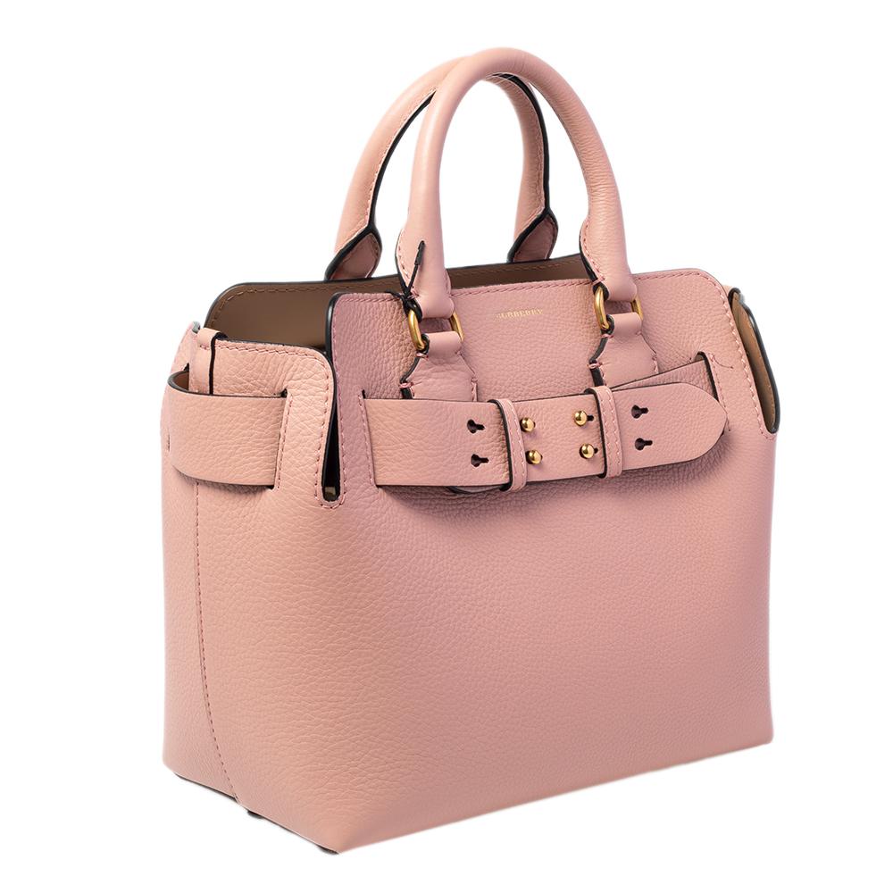 Burberry Ash Pink Leather Belt Tote 1