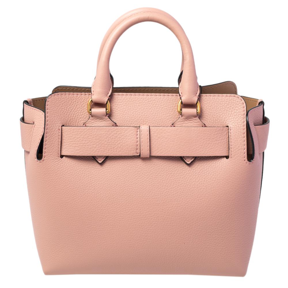 Burberry Ash Pink Leather Belt Tote 2