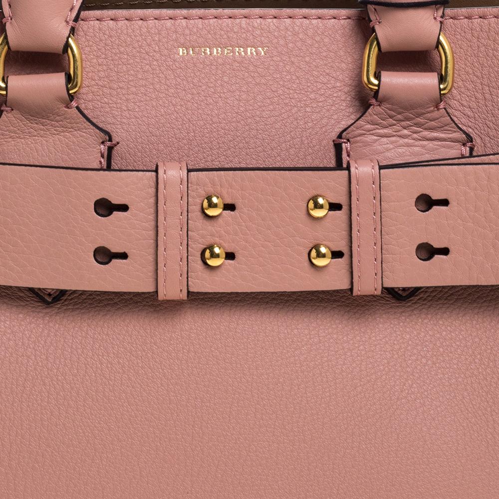 Burberry Ash Rose Pink Leder Small Belt Tote 6