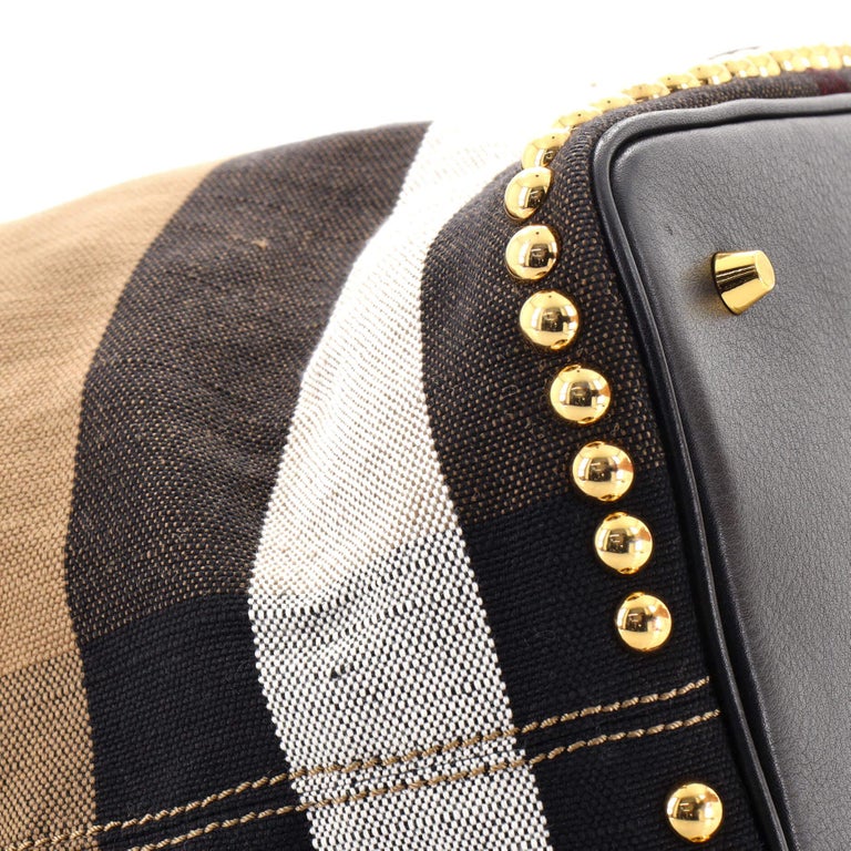 Burberry Ashby Bag Studded House Check Canvas Medium For Sale at 1stDibs