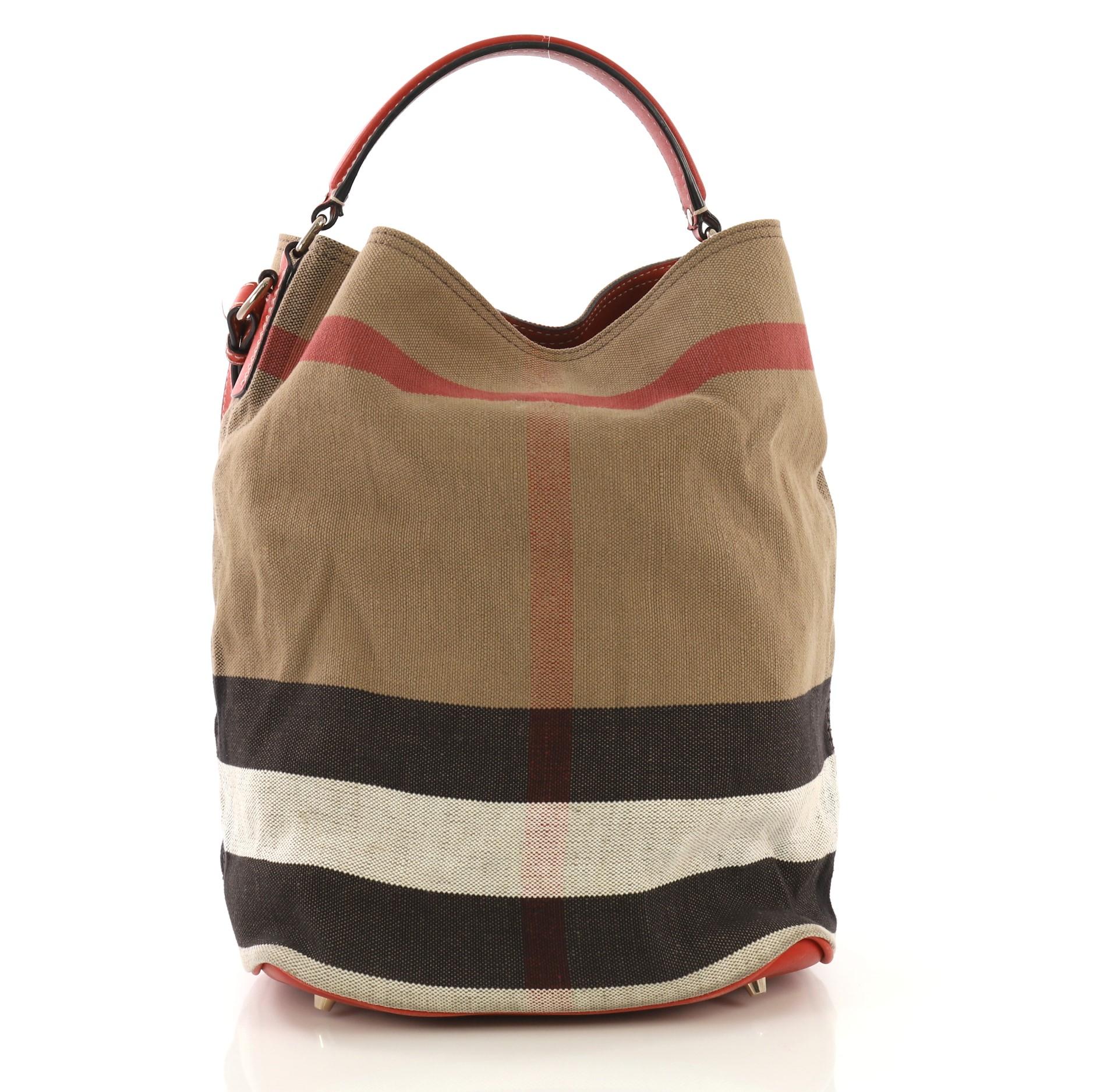 Brown Burberry Ashby Handbag House Check Canvas Medium