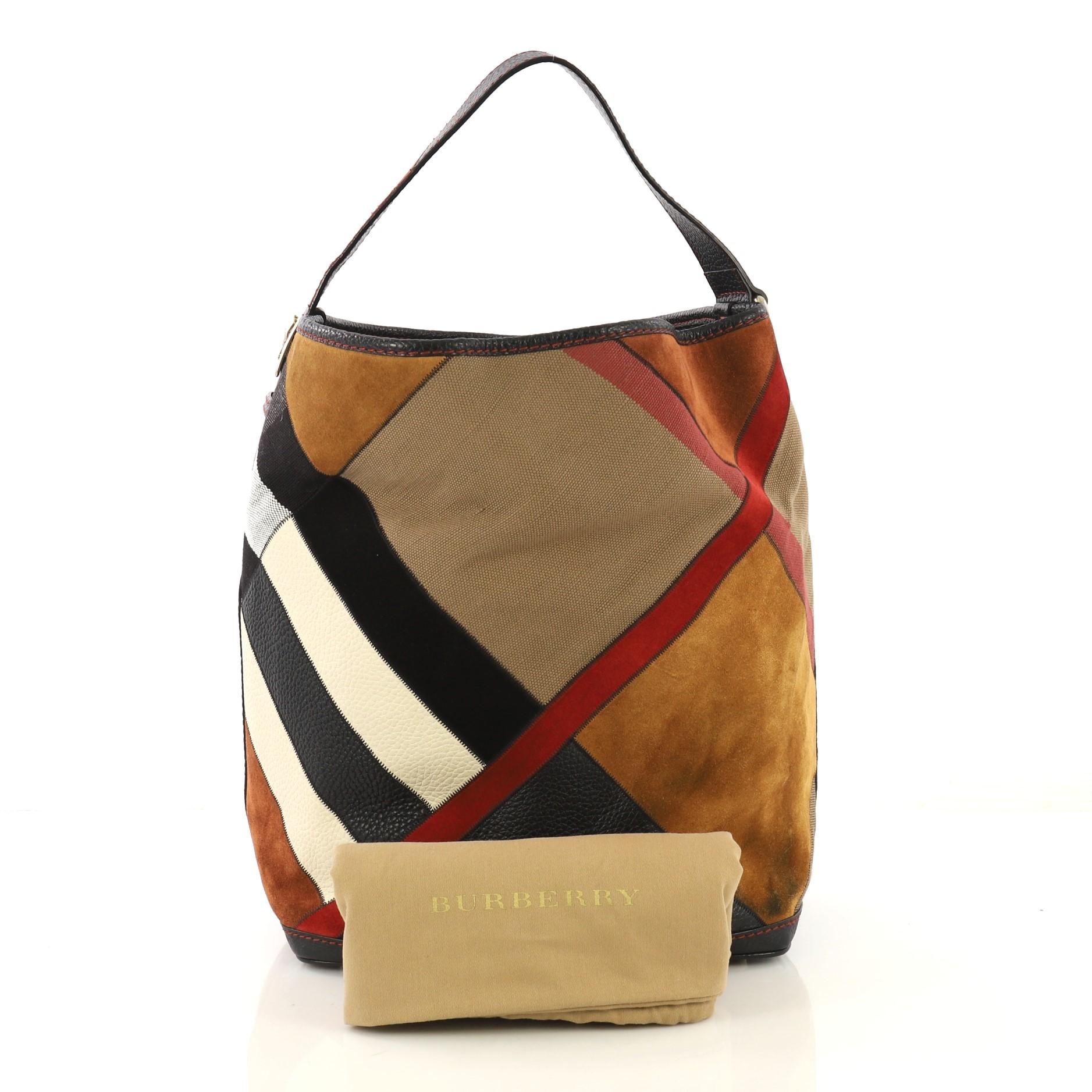 Burberry Ashby Handbag Patchwork Leather and House Check Canvas Medium at  1stDibs | burberry ashby bucket bag