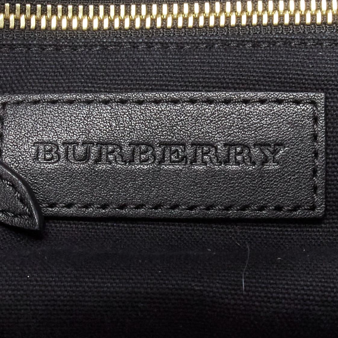 BURBERRY Ashby khaki big house check gold studded black leather bucket bag For Sale 5