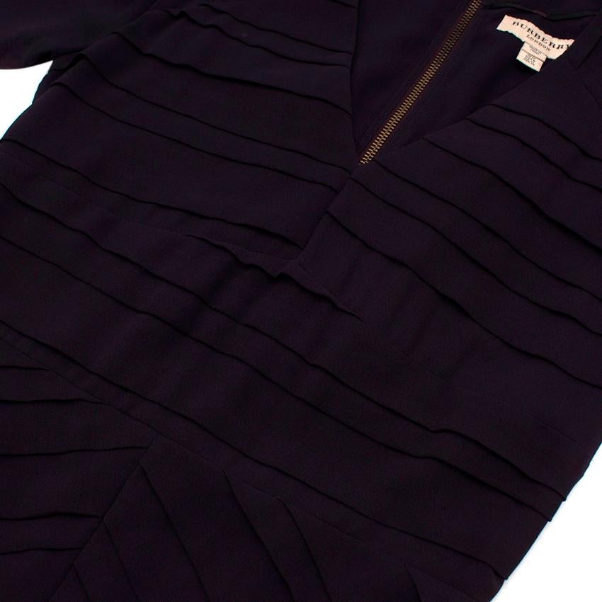 Women's Burberry Aubergine Crepe Pleated Short Dress - Size US 8 For Sale