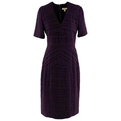 Burberry Aubergine Crepe Pleated Short Dress - Size US 8