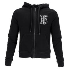 Burberry Aubree Logo-Kapuzenpullover mit Reißverschluss aus schwarzer Baumwolle