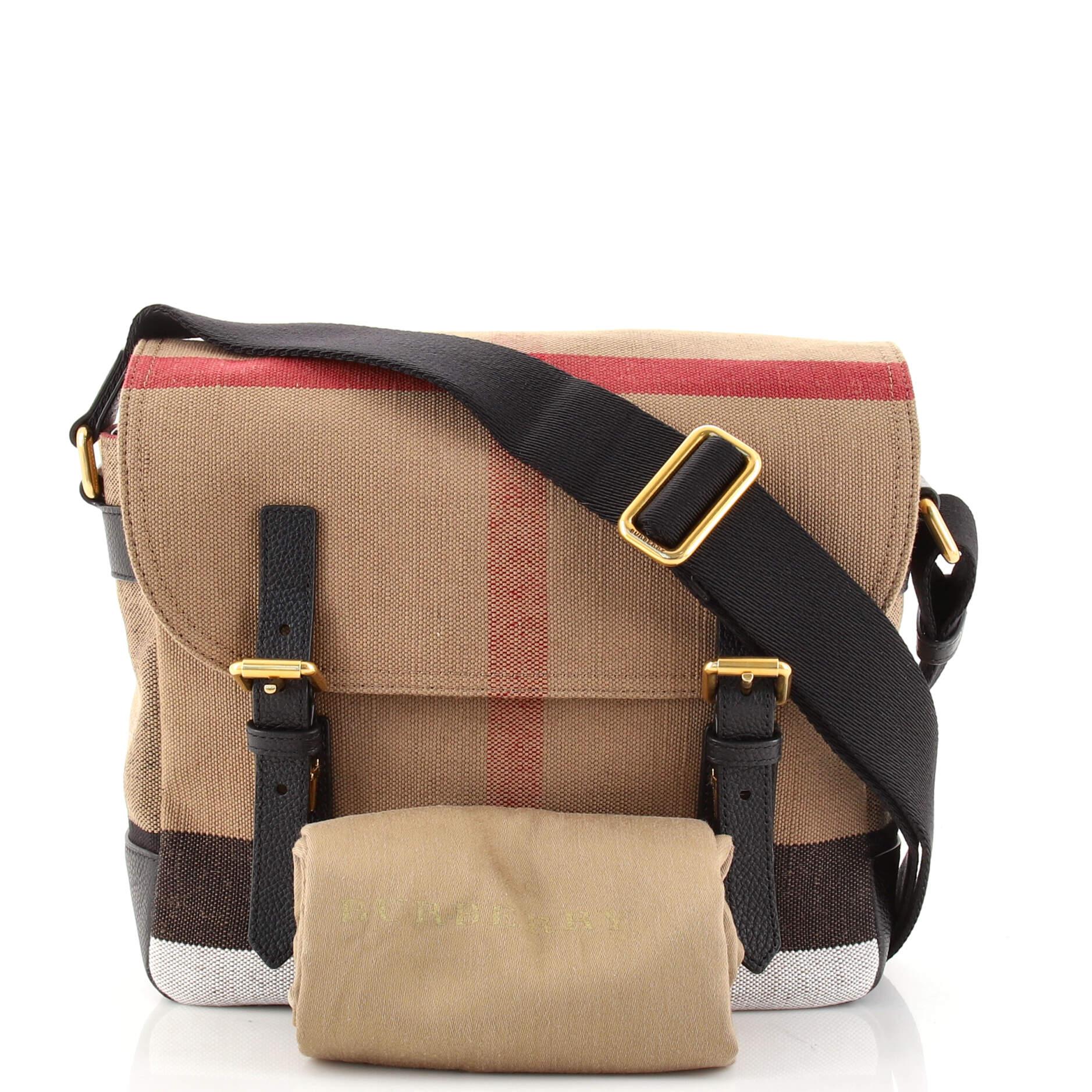 Burberry canvas messenger bag hot sale