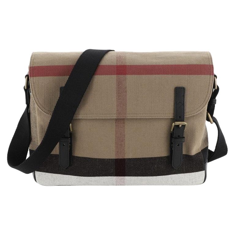 Burberry Baildon Messenger Bag House Check Canvas Medium at 1stDibs