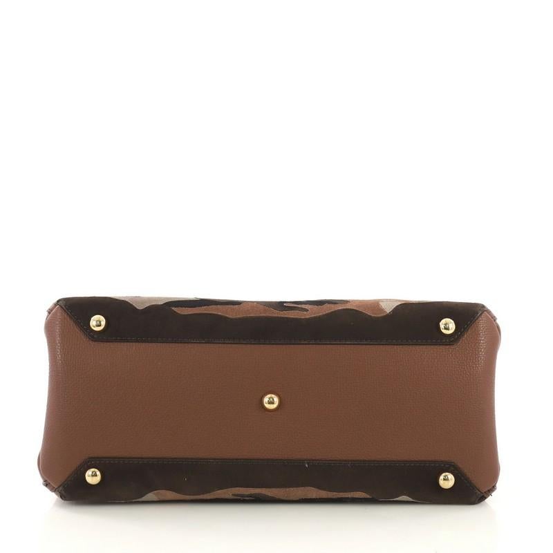 Burberry Banner Convertible Tote Camouflage Suede Medium In Excellent Condition In NY, NY