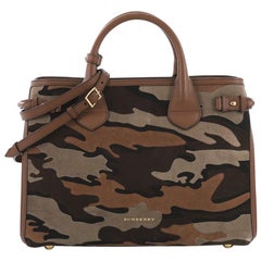 Burberry Banner Convertible Tote Camouflage Suede Medium