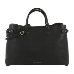 Burberry Banner Convertible Tote Leather and House Check Canvas Large