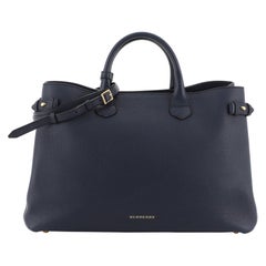 Burberry Banner Convertible Tote Leather and House Check Canvas Large