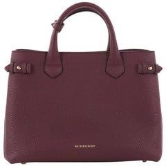Burberry Banner Convertible Tote Leather and House Check Canvas Medium