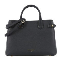 Burberry Banner Convertible Tote Leather and House Check Canvas Medium