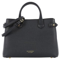 Burberry Banner Convertible Tote Leather and House Check Canvas Medium