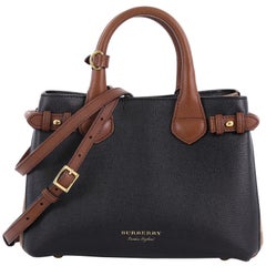 Burberry Banner Convertible Tote Leather and House Check Canvas Mini