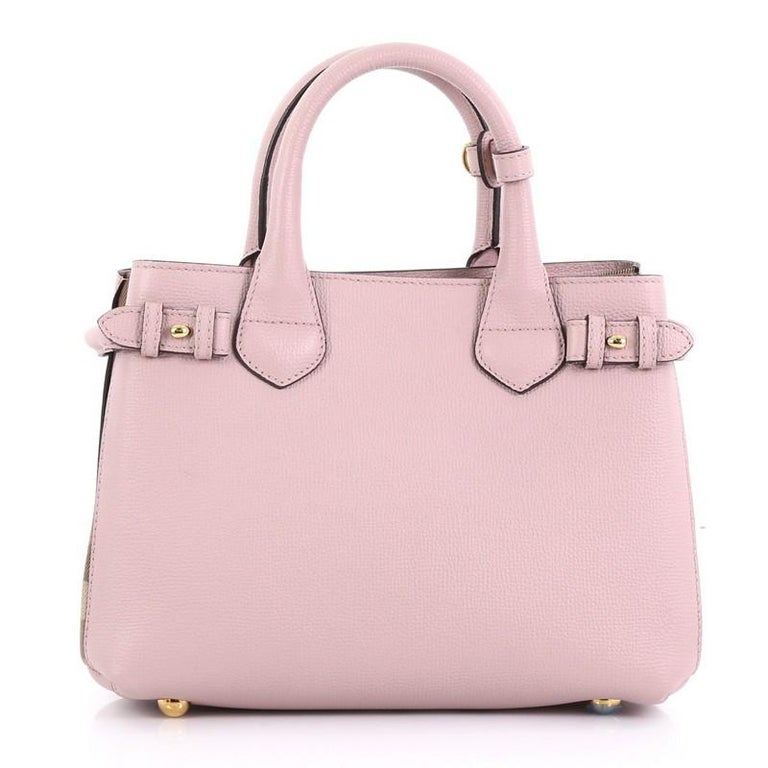 Burberry Banner Convertible Tote Leather And House Check Canvas