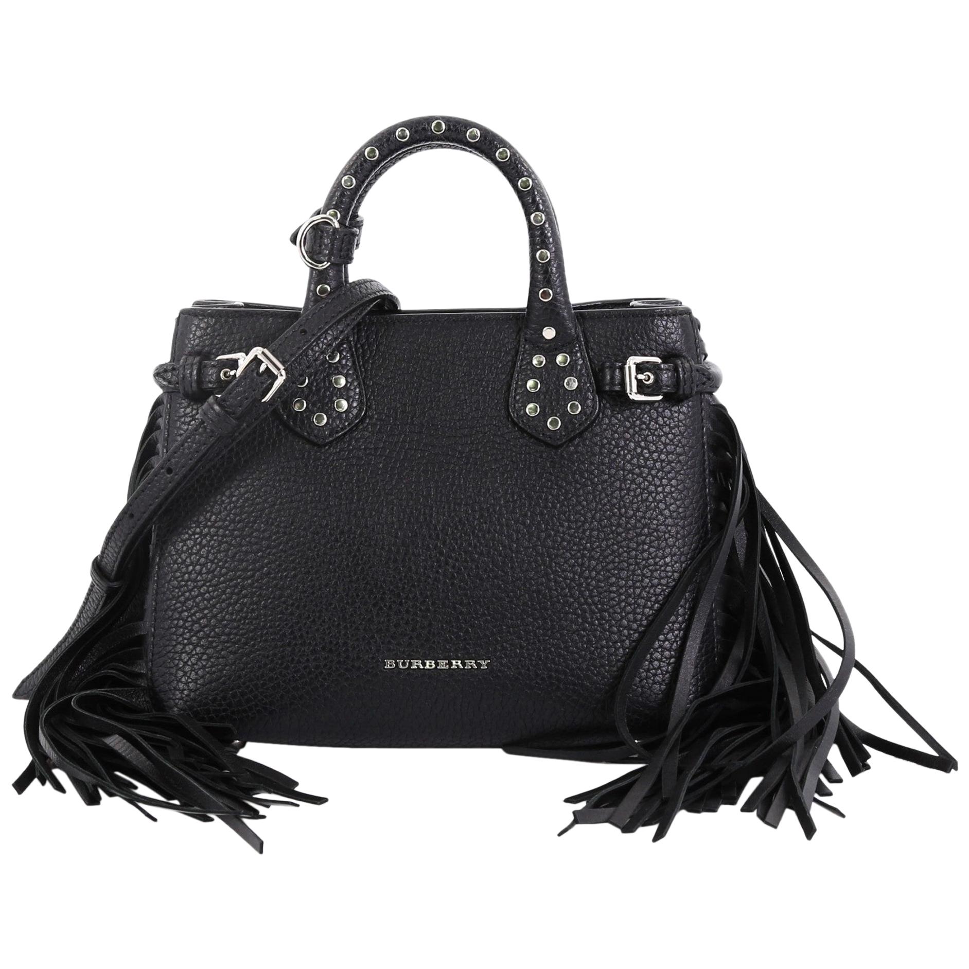 Burberry Banner Convertible Tote Studded Leather with Fringe Baby