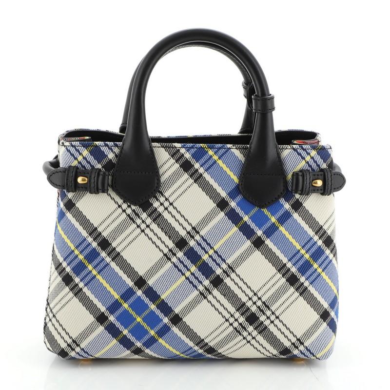 Burberry Banner Convertible Tote Tartan Cotton Small In Good Condition In NY, NY