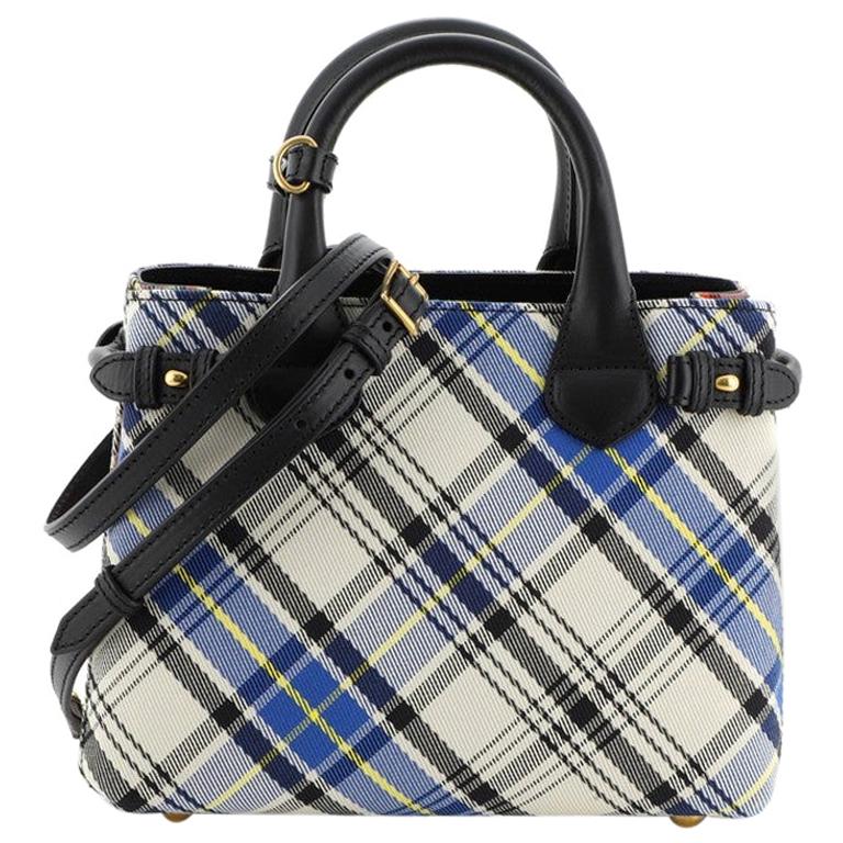 Burberry Banner Convertible Tote Tartan Cotton Small at 1stDibs