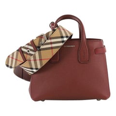 Burberry Banner NM Convertible Tote Leather with Vintage Check Canvas Small