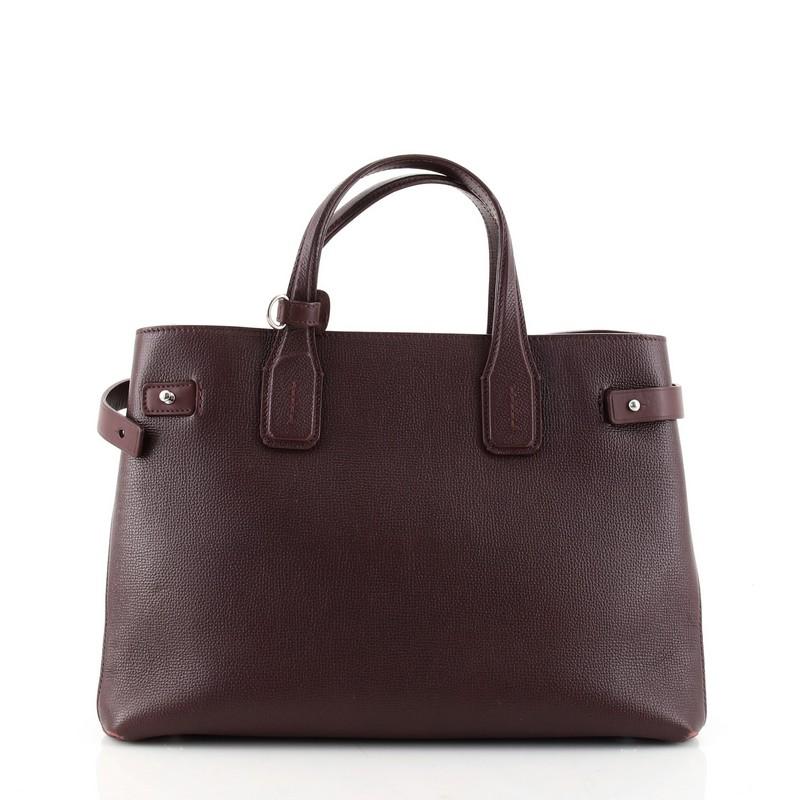 Burberry Banner NM Tragetasche aus Leder mit Vintage-Karo Segeltuch Medium (Schwarz)