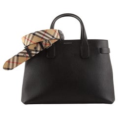 Burberry Banner NM Tote Leather with Vintage Check Canvas Medium