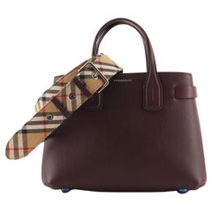Burberry Banner NM Tote Leather with Vintage Check Canvas Small