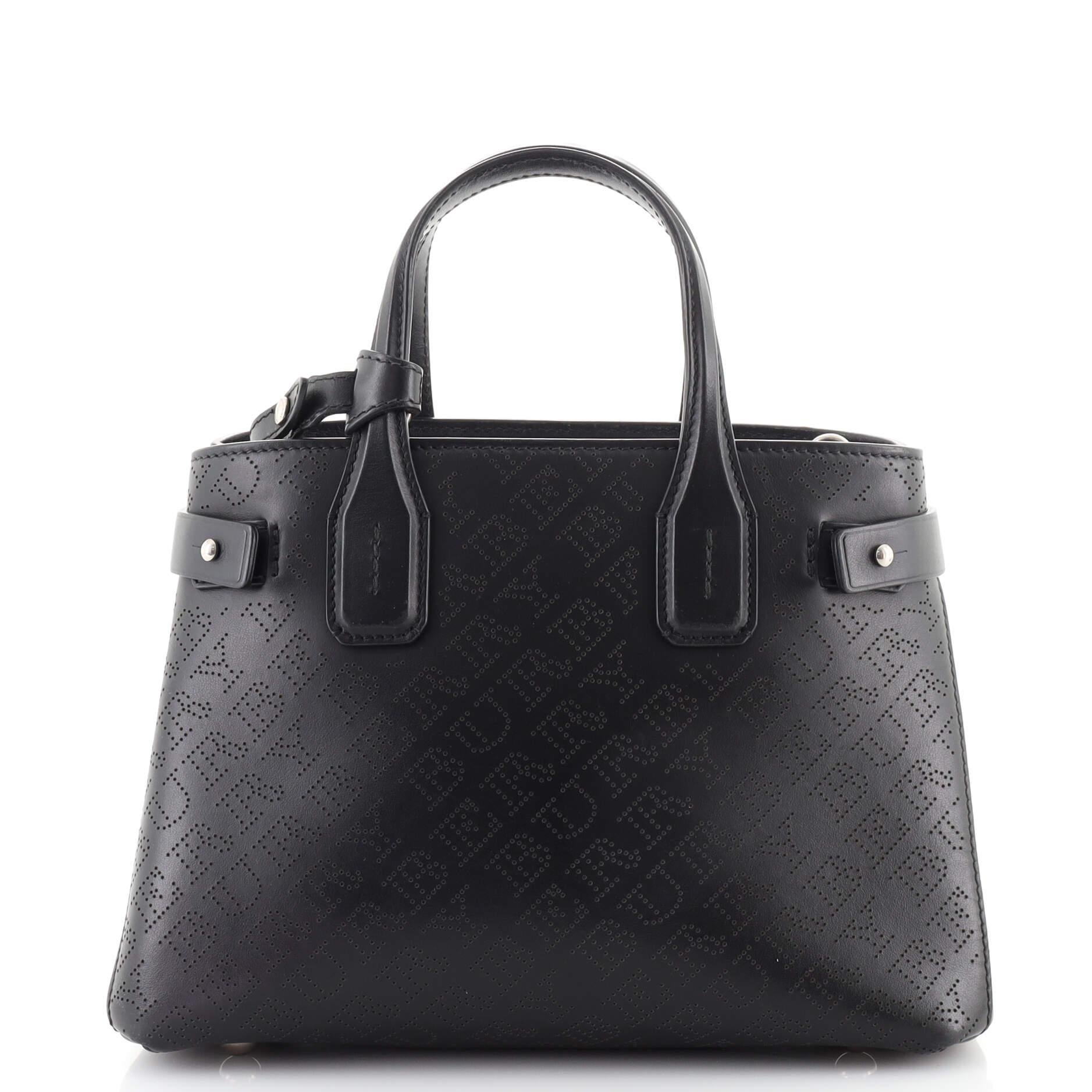 Burberry Banner NM Tote Perforated Leather Small In Good Condition In NY, NY