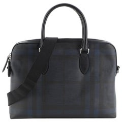 Burberry Barrow Briefcase London Check Coated Canvas with Leather Medium