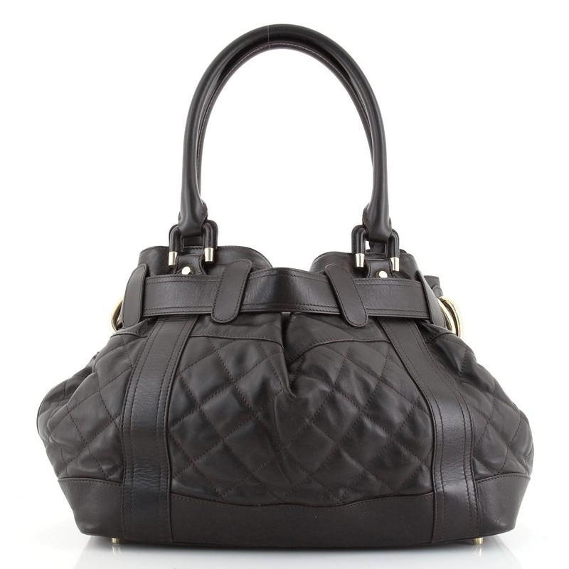 Burberry Beaton Bag Quilted Leather Large In Good Condition In NY, NY