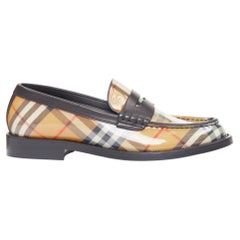 BURBERRY Bedmont Vintage Check patent leather classic penny loafers EU37.5