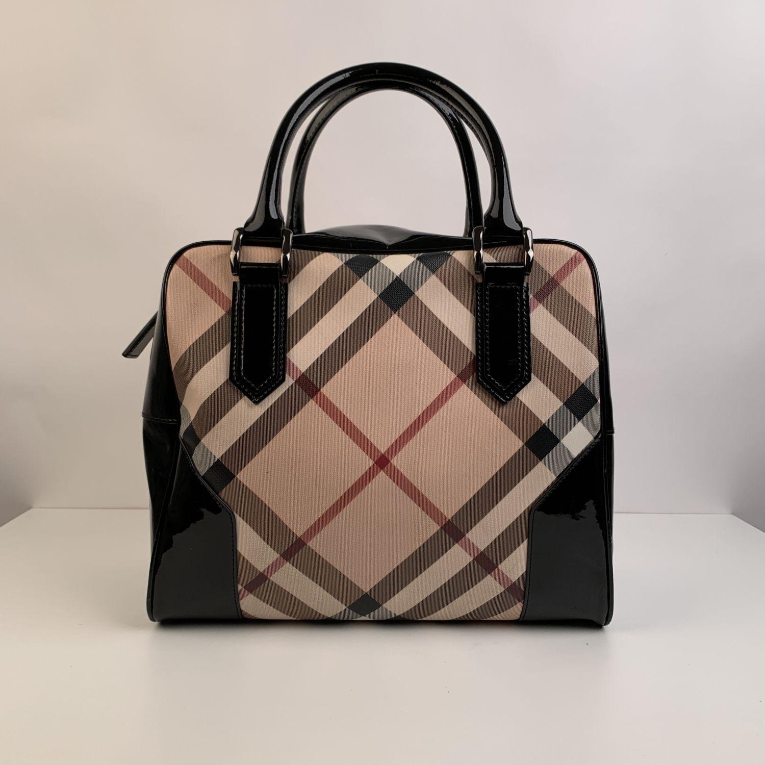 black burberry purse with plaid sides