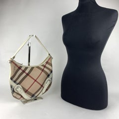 Burberry Beige and White Nova Check Canvas Shoulder Bag