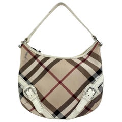 Burberry Beige and White Nova Check Canvas Shoulder Bag