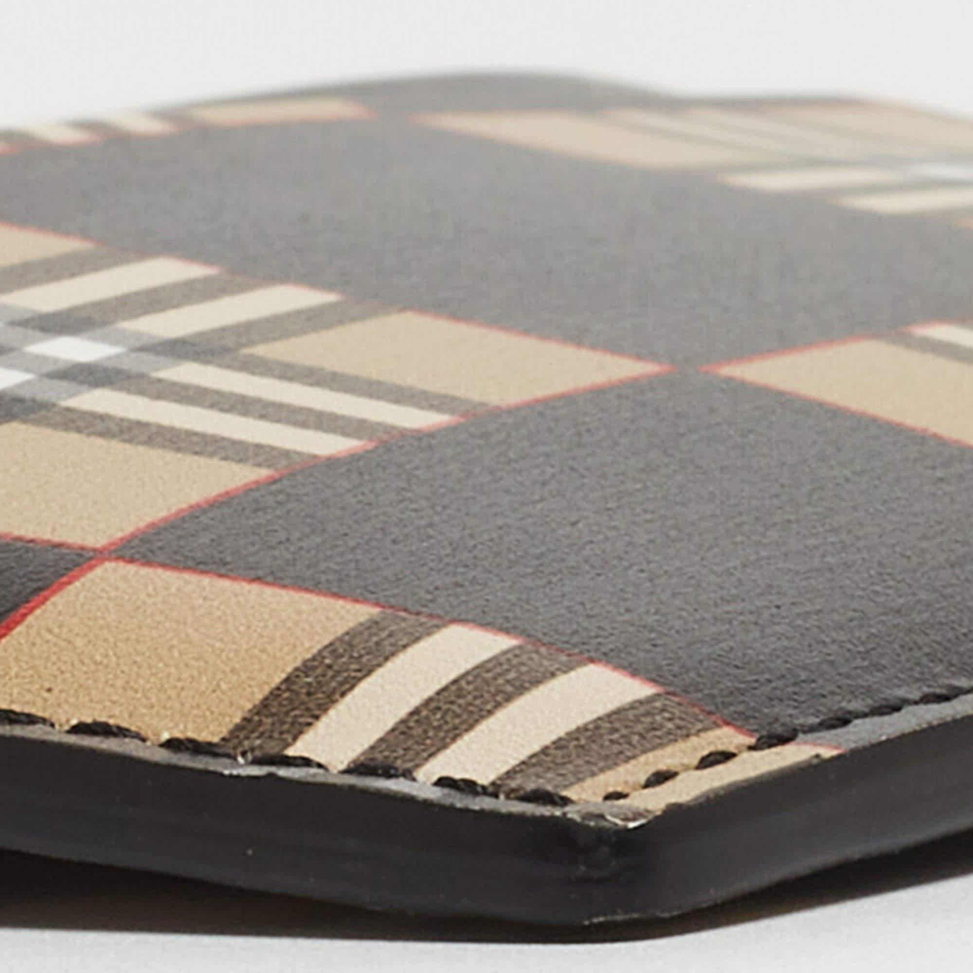 Burberry Beige/Black Checkerboard Leather Sandon Card Holder 3