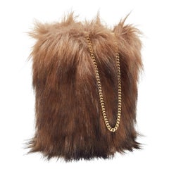 Burberry Beige/Black Faux Fur Micro Lola Tote