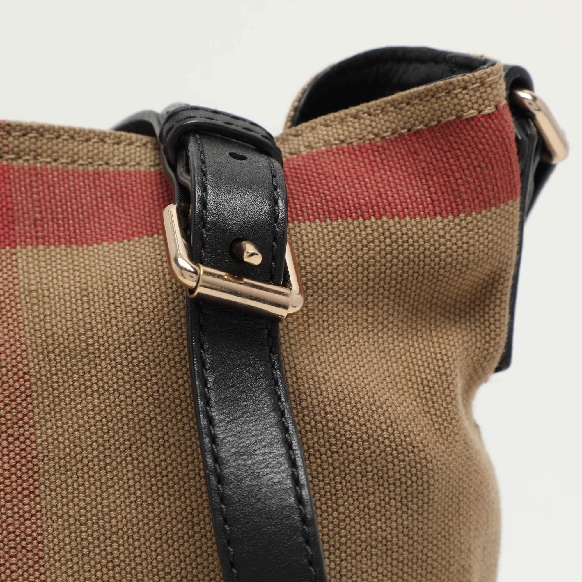 Burberry Beige/Black House Check Canvas and Leather Ashby Bucket Bag 1